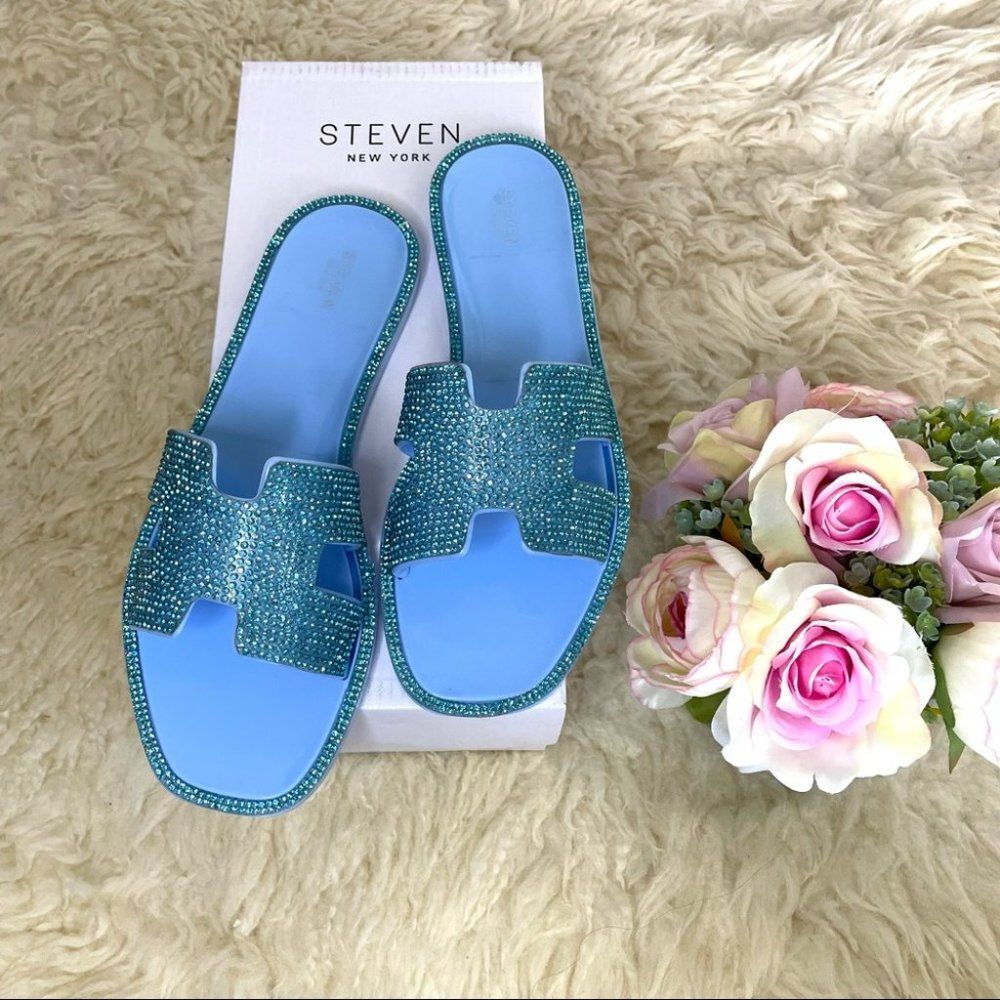 Steven madden jeweled flat sandals